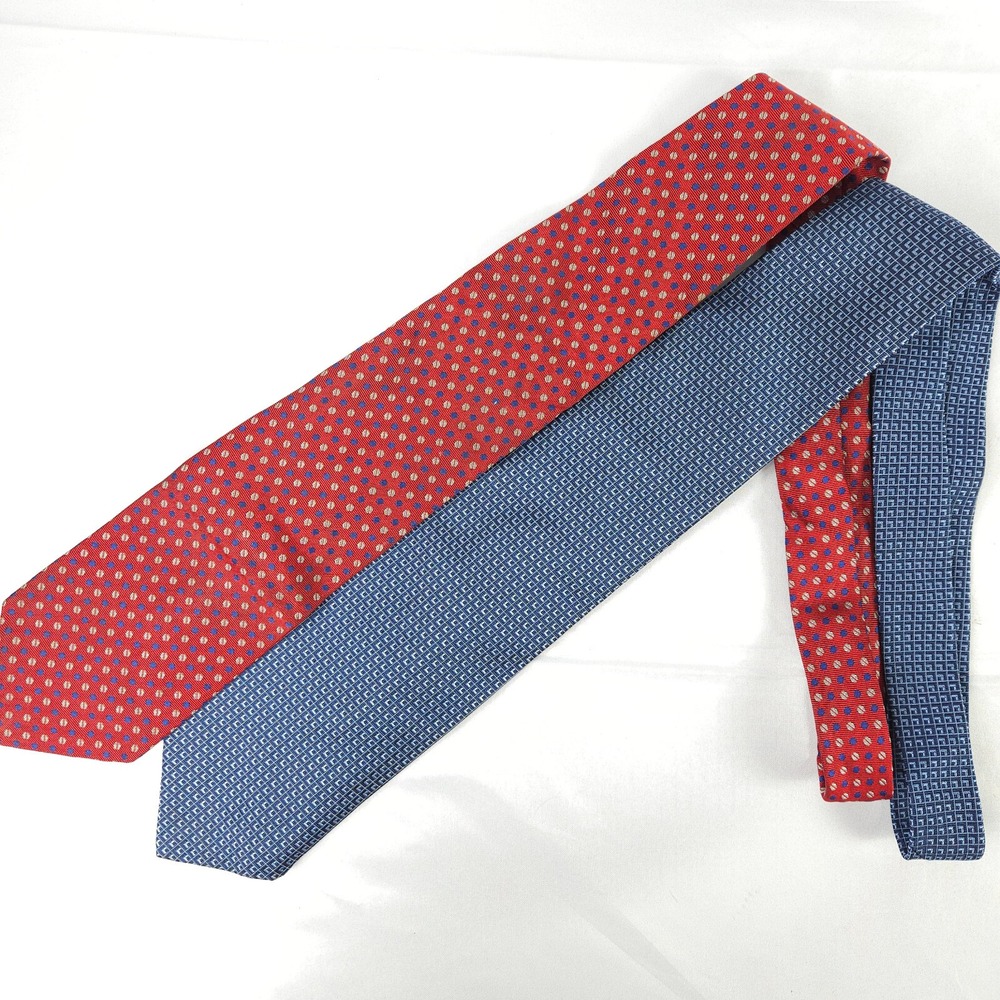 Lauren Ralph Lauren Silk Ties 2-Pack Geometric Polka Dot‎ Blue Red USA